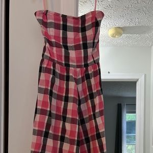 Strapless cute plaid dress